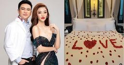 Á hậu Kiều Loan đi du lịch sang chảnh sát ngày lễ Tình nhân, khoe chiếc giường tình yêu rải hoa hồng