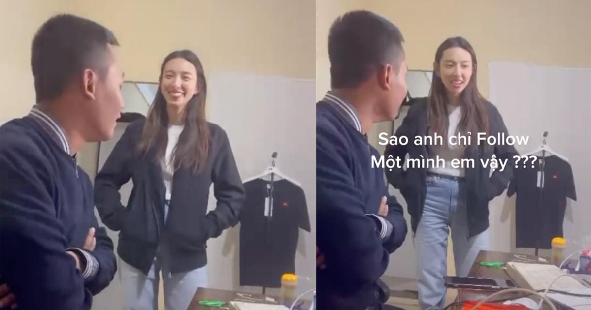 Quang Linh Vlogs đứng hình 5 giây khi Thùy Tiên hỏi "Sao chỉ follow mình em?"