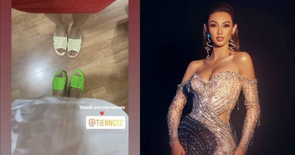 Thùy Tiên tặng dép tổ ong cho hội chị em Miss Grand International 2021