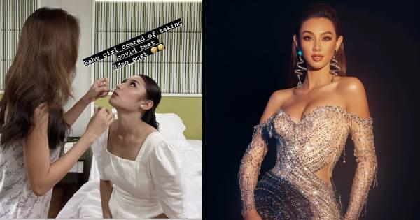 Thùy Tiên và bạn cùng phòng liên tục tự test Covid-19 cho nhau ở Miss Grand