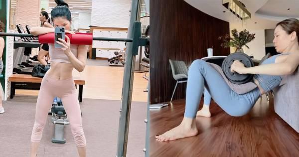 Lệ Quyên nâng tạ 60 kg để duy trì thân hình đẹp sau Tết