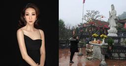 Lều Phương Anh đi chùa cầu bình an, cảm tạ trời Phật