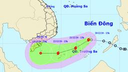 Áp thấp nhiệt đới trên Biển Đông đã mạnh lên thành bão số 14 trong năm 2020