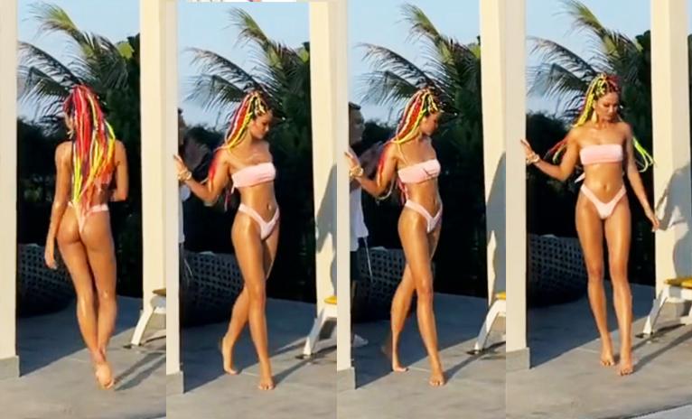Hoa hậu H'Hen Niê diện bikini khoe chân dài hút mắt cùng làn da nâu khỏe khoắn bên hồ bơi