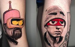 Phong cách thiết kế hình xăm siêu sáng tạo kết hợp giữa nhân vật hoạt hình và hình vẽ