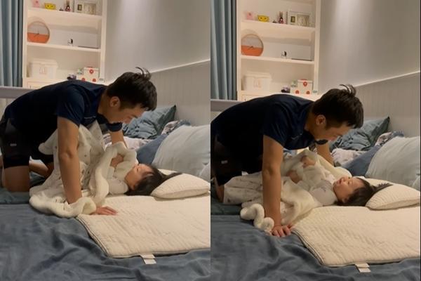 Cường Đô La chơi ú tim với con gái Suchin, xứng danh ông bố nghiện con