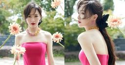 Đường Yên khoe sắc trong bộ thiết kế trễ vai hồng cánh sen