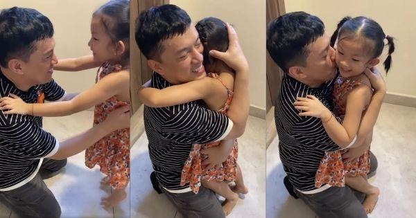 Lam Trường tự gói mình vào hộp quà lớn để tạo bất ngờ cho con gái sau nửa năm xa cách