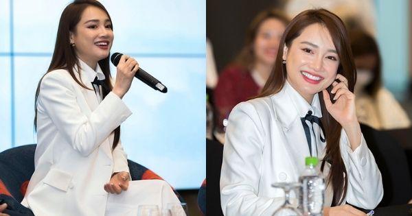 Nhã Phương xuất hiện với thân hình đầy đặn, lộ cả nọng cằm sau thời gian bị chê gầy gò