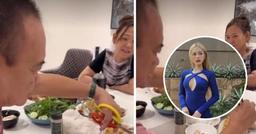 Không chỉ được mẹ chồng "cưng như trứng", Xoài Non còn được bố chồng chăm từng miếng ăn