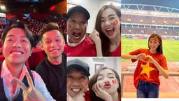 Vợ chồng Trường Giang và loạt sao rủ nhau "đi bão" mừng chiến thắng U23 Việt Nam tại SEA Games 31