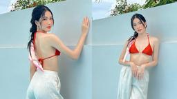 Á hậu Phương Anh diện áo tắm để lộ chân ngực trước thềm Miss International 2022
