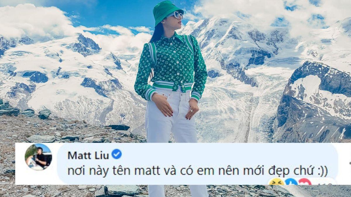 Hương Giang khoe ảnh tung tăng trên núi tuyết, Matt Liu vào nói nhớ nhung
