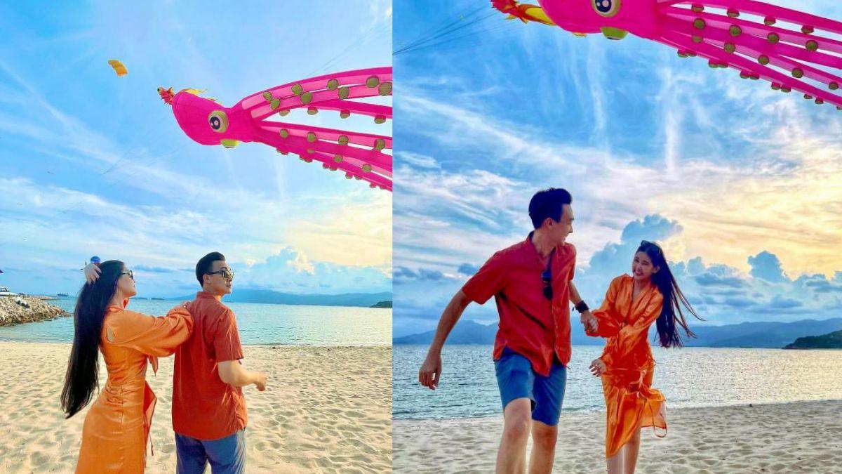 Lê Âu Ngân Anh và chồng thiếu gia đi thả diều trước thềm đám cưới