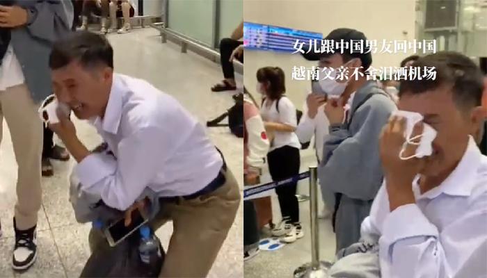 Người cha khóc không thành tiếng tiễn con gái theo bạn trai người Trung về nước