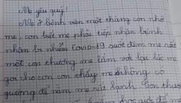 Cảm động với bức thư con gái gửi mẹ đang ở tâm dịch Hải Dương
