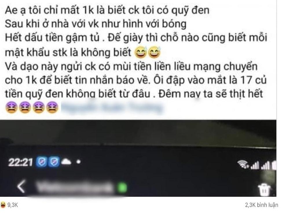 Vợ phát hiện "quỹ đen" của chồng chỉ bằng 1 nghìn đồng chuyển khoản