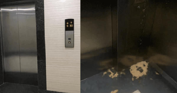 Chung cư thủng khiến 2 người rơi lại phát hiện người dân "canh me" không có ai rồi tè luôn trong thang máy