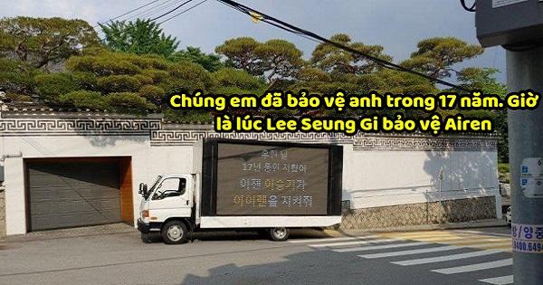 Fan Lee Seung Gi thuê hẳn xe tải chạy quanh nhà có dòng chữ phản đối thần tượng hẹn hò với Lee Da In