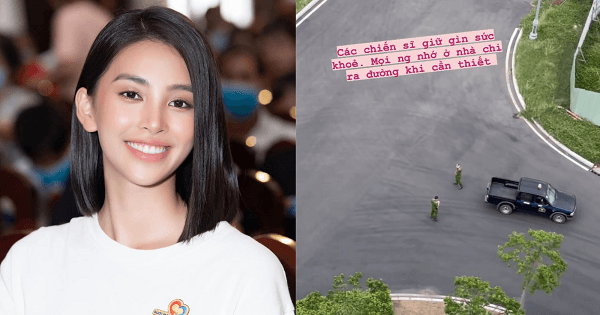 Tiểu Vy có hành động đáng yêu với các chiến sĩ công an tuần tra