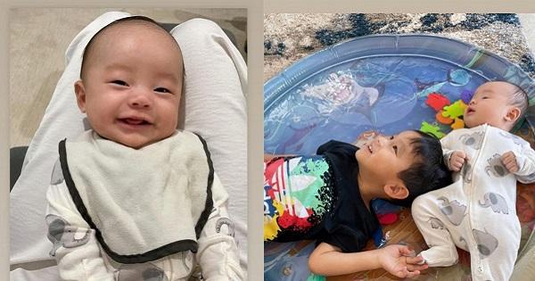 Mới 2 tháng tuổi, cậu út nhà Hoa hậu Phạm Hương đã có nụ cười lãng tử