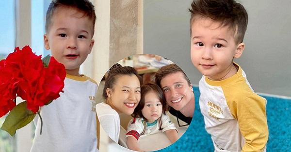 Diện mạo như hoàng tử của con trai lai Việt - Mỹ - Đức nhà MC Hoàng Oanh