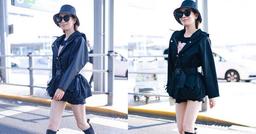 Xa Thi Mạn lên đồ ra sân bay như idol Hàn, chân dài trắng nõn ở tuổi U50