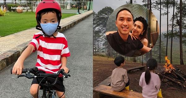 Con trai Hà Tăng dù đeo khẩu trang kín mít vẫn lộ điểm nhìn là biết con Louis