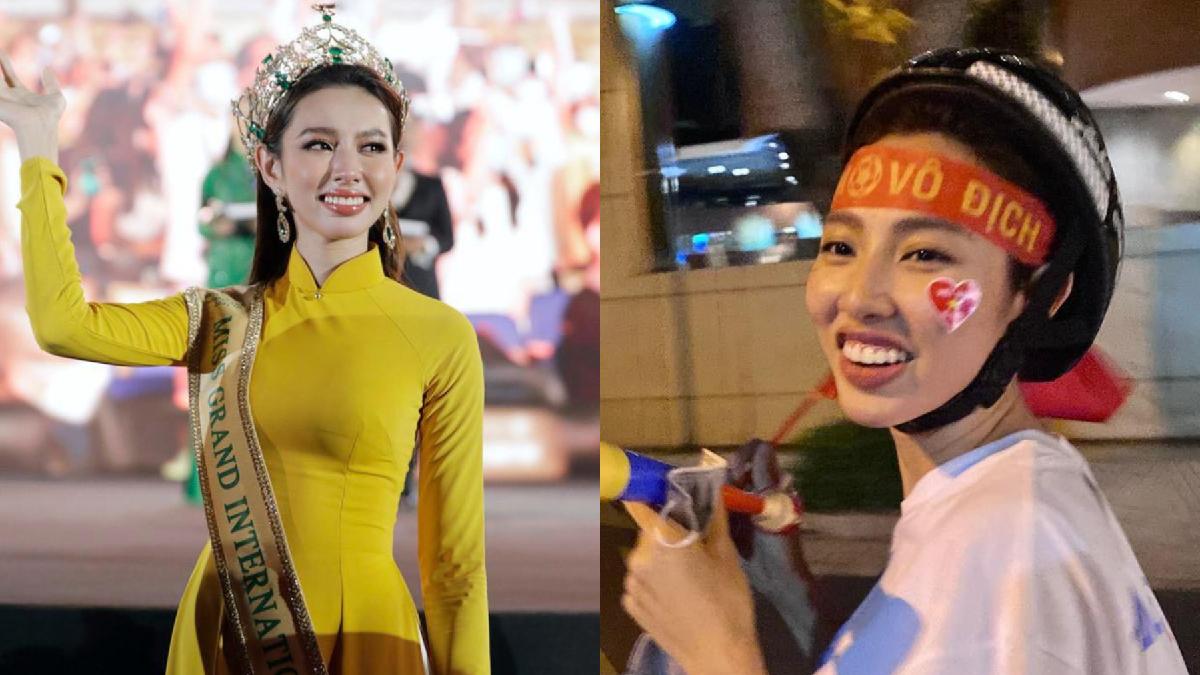 Hoa hậu Thùy Tiên tơi tả sau đêm “đi bão” mừng Việt Nam vô địch