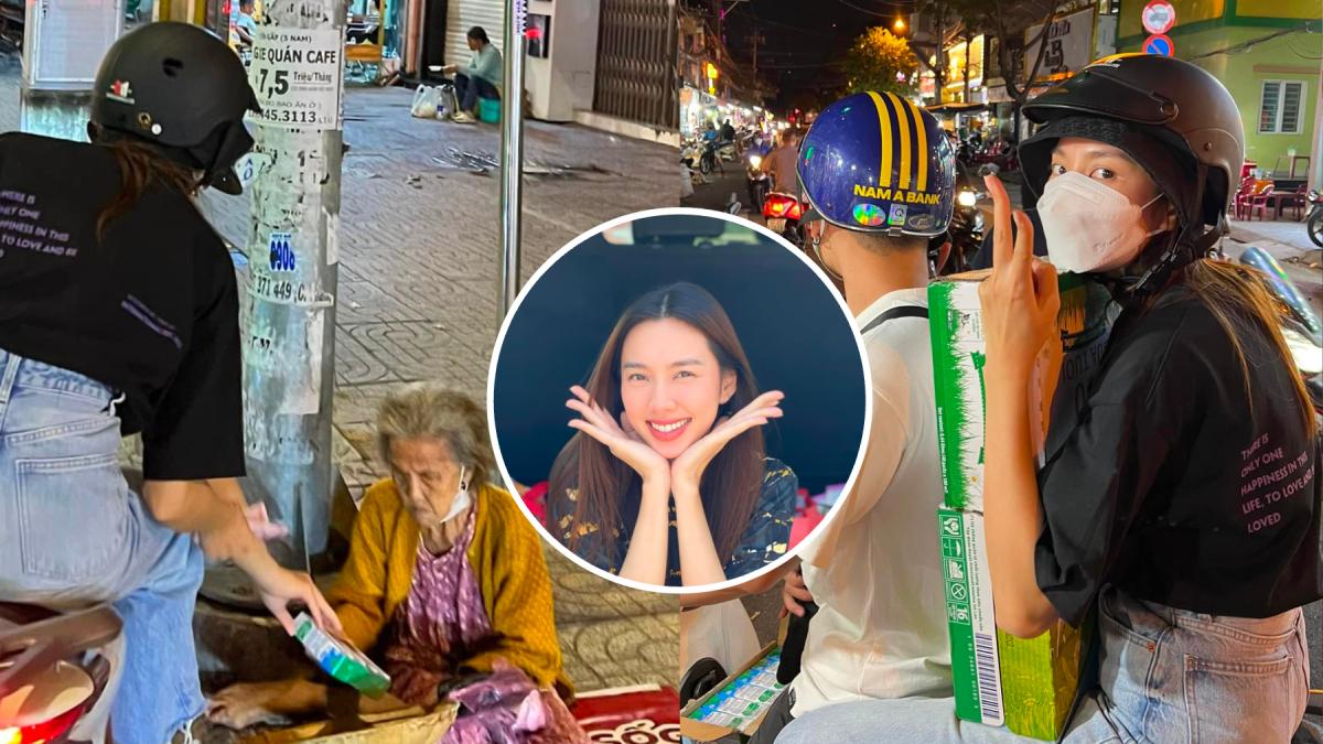 Nửa đêm, HH Thùy Tiên ra đường bằng xe máy đi tìm người nghèo