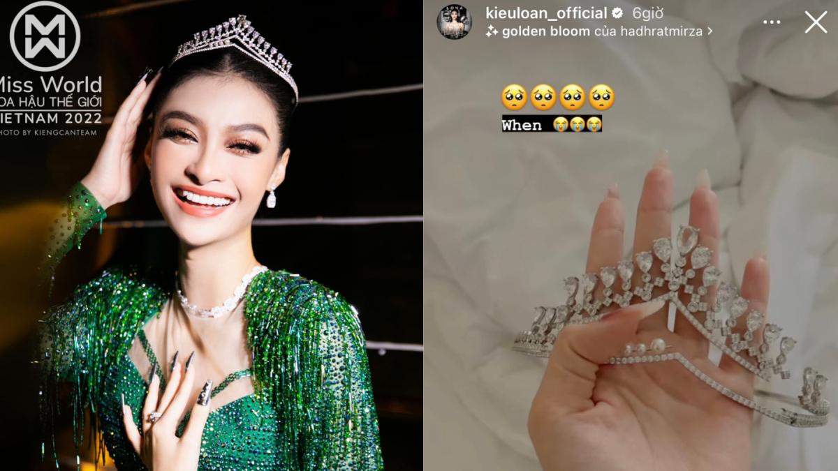 Á hậu Kiều Loan làm hỏng vương miện Tiara, nhìn như đồ mĩ kí
