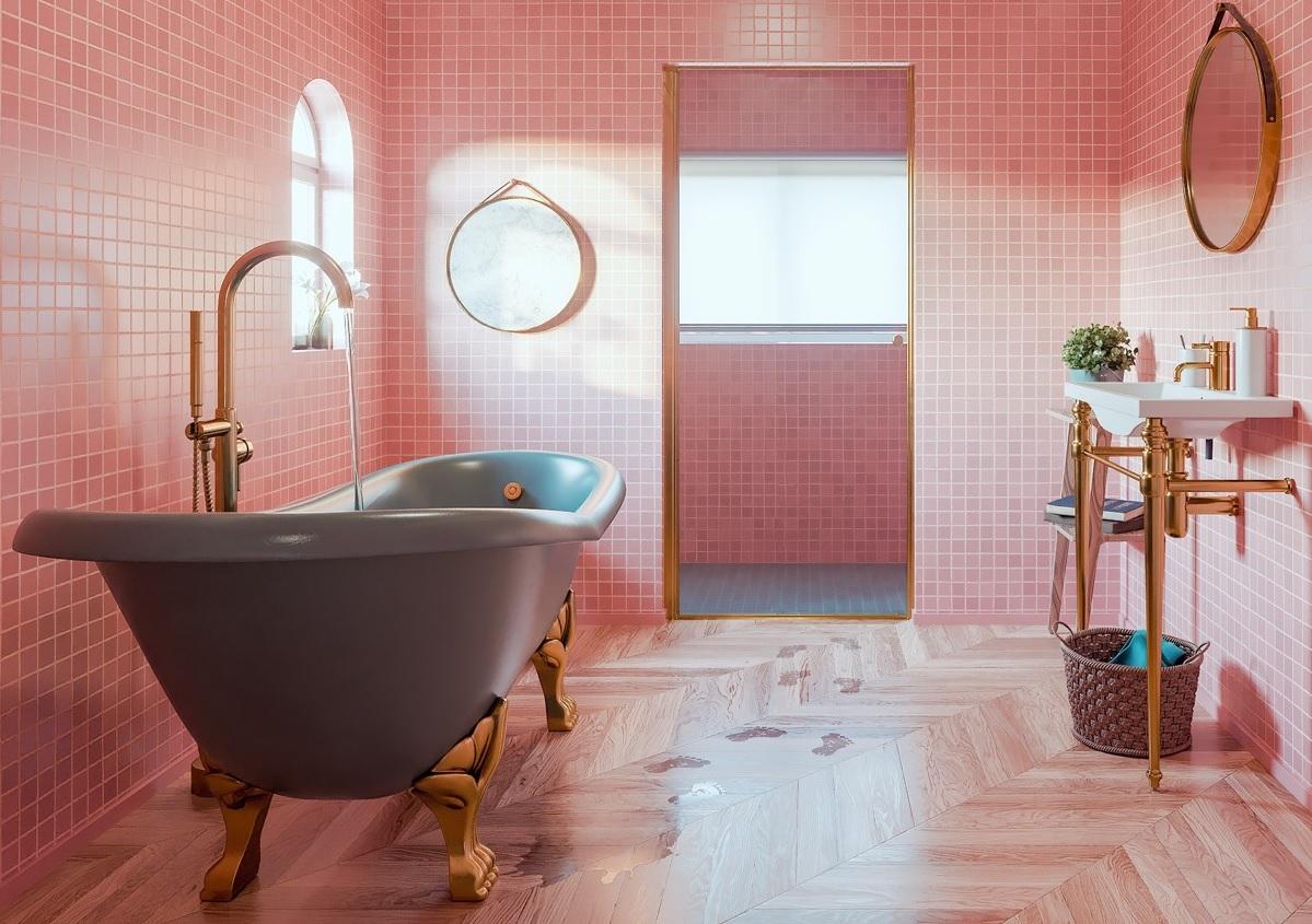 10 phòng tắm tone hồng không hề “bánh bèo" mà vô cùng sang chảnh!