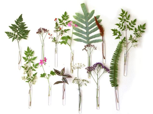 Trang trí tường nhà ngày Tết sống động với lọ hoa tự làm bằng... ống nghiệm