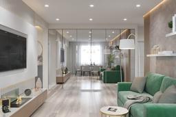 Căn hộ 89m² hiện đại và dễ ứng dụng nhờ hệ cửa trượt bằng gương thông minh