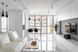 Căn hộ 99m² sang chảnh với màu trắng tinh khôi và đá cẩm thạch