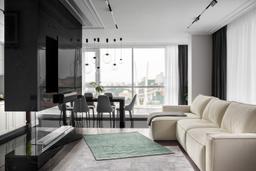 Căn hộ 100m² đen - trắng sang trọng với nội thất đá cẩm thạch, gỗ tự nhiên