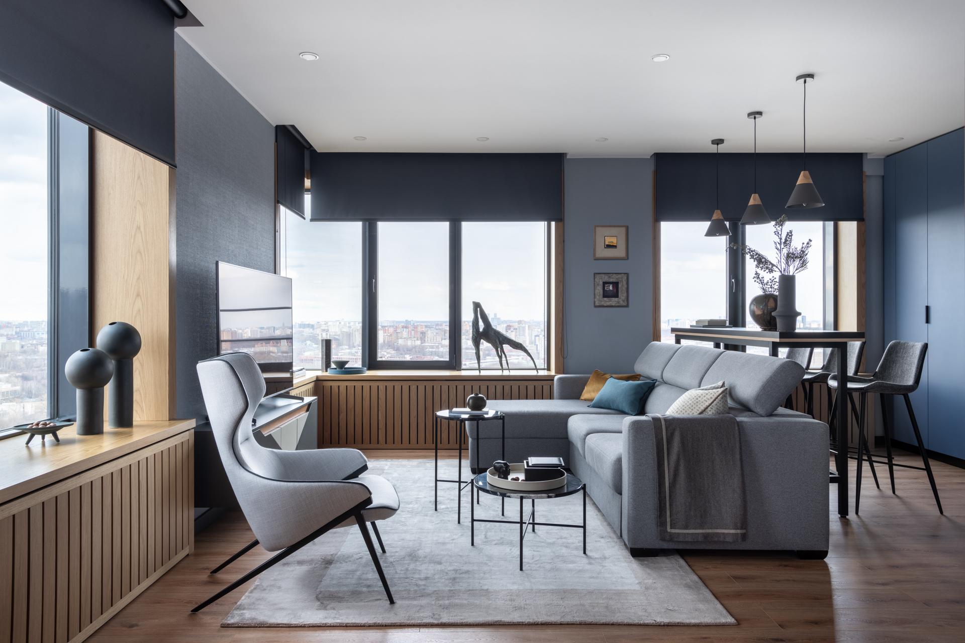 Căn hộ 82m² chất lừ nhờ sự kết hợp giữa xanh lam - xám của cặp vợ chồng son