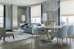 Căn hộ 150m² 2 phòng ngủ sang trọng của cặp vợ chồng với tone màu xanh lam chủ đạo