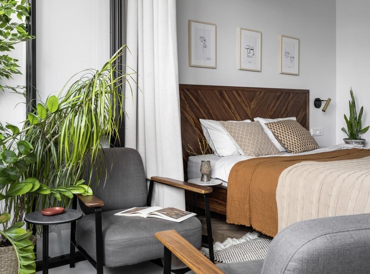 Căn hộ 55m² ấn tượng và thoáng nhờ chuyển phòng khách ra ngoài logia